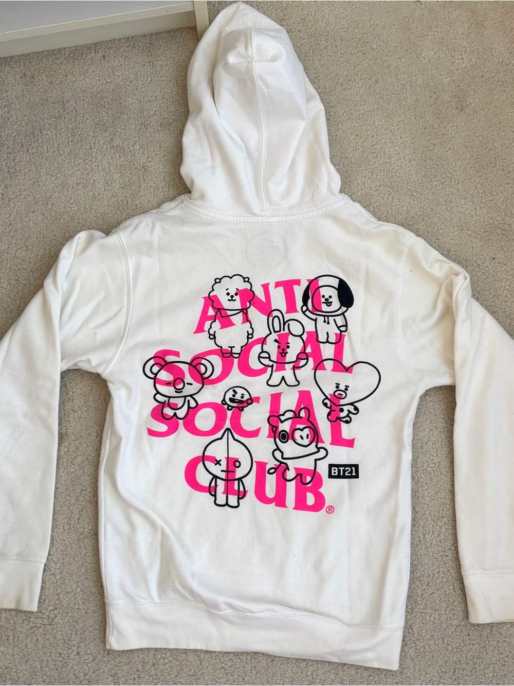 BT21 x Anti Social Social Club White Hoodie